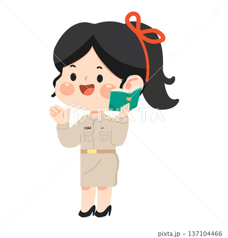 Illustration of a Teacher Holding a Book Illustration of a Teacher Holding a Book 137104466