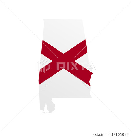 Alabama flag map poster. US state pride wall decor artwork. Patriotic printable digital art. Detailed vector illustration 137105055