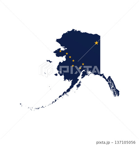 Alaska flag map poster. US state pride wall decor artwork. Patriotic printable digital art. Detailed vector illustration 137105056
