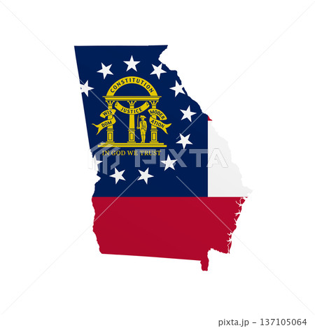 Georgia flag map poster. US state pride wall decor artwork. Patriotic printable digital art. Detailed vector illustration 137105064