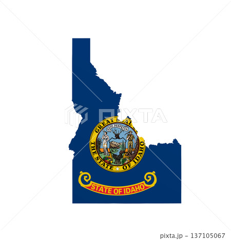 Idaho flag map poster. US state pride wall decor artwork. Patriotic printable digital art. Detailed vector illustration 137105067