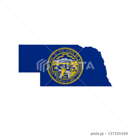 Nebraska flag map poster. US state pride wall decor artwork. Patriotic printable digital art. Detailed vector illustration 137105109