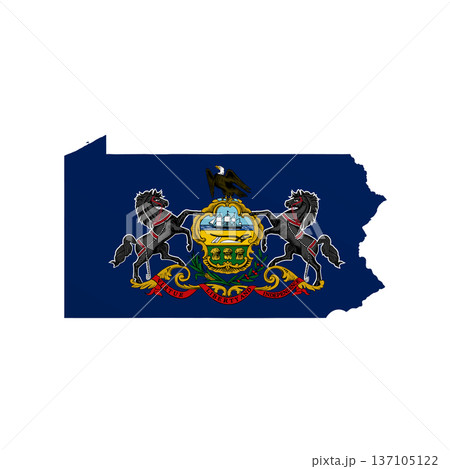 Pennsylvania flag map poster. US state pride wall decor artwork. Patriotic printable digital art. Detailed vector illustration Pennsylvania flag map poster. US state pride wall decor artwork. Patriotic printable digital art. Detailed vector illustration 137105122