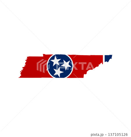 Tennessee flag map poster. US state pride wall decor artwork. Patriotic printable digital art. Detailed vector illustration 137105126