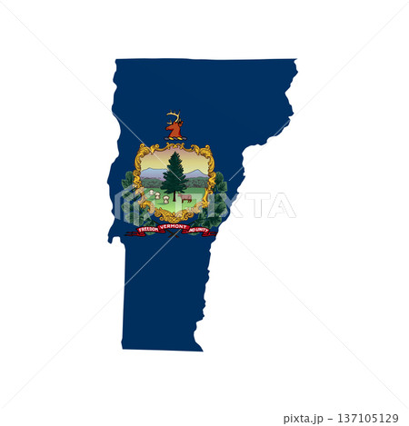 Vermont flag map poster. US state pride wall decor artwork. Patriotic printable digital art. Detailed vector illustration 137105129