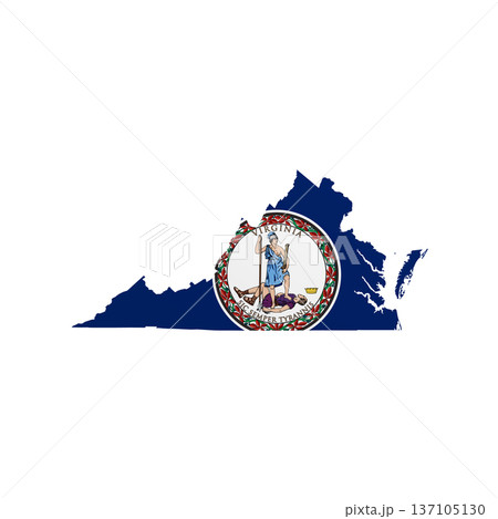 Virginia flag map poster. US state pride wall decor artwork. Patriotic printable digital art. Detailed vector illustration 137105130