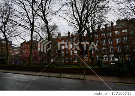 レンガ造りの建物が並ぶマンチェスターの街並み 137105715