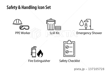 安全と取り扱いのシンプルなベクターアイコンセット。 137105728