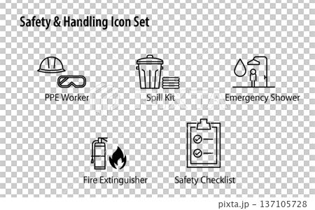 安全と取り扱いのシンプルなベクターアイコンセット。 137105728