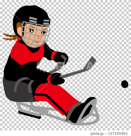 圖:一名女孩參加冬季運動比賽-殘障冰球 01 圖:一名女孩參加冬季運動比賽-殘障冰球 01 137105901