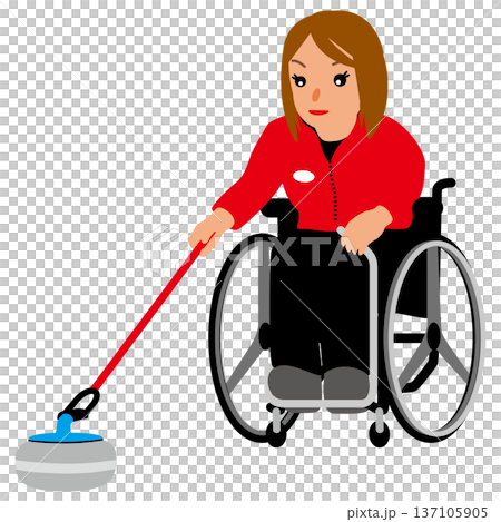 圖:一名女孩參加冬季運動比賽-殘障冰壺 01 圖:一名女孩參加冬季運動比賽-殘障冰壺 01 137105905