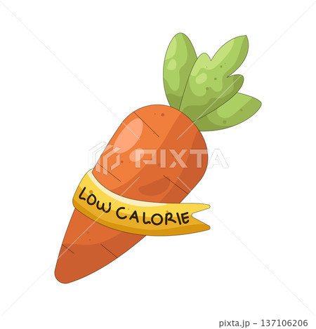 Illustration of carrot with low calorie sign 137106206