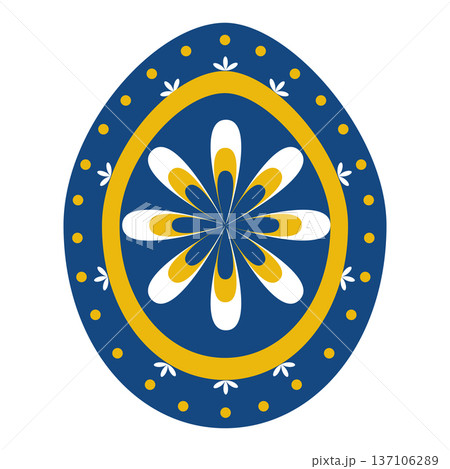 Decorated Easter Egg icon with colorful folk geometric ornaments 137106289