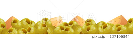 Seamless olive and cheese border 137106844