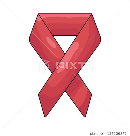 Illustration of Red awareness ribbon 137106871
