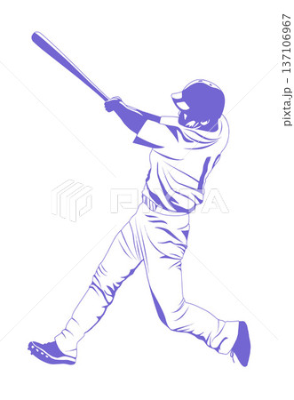 野球バットを振る選手イラスト 137106967