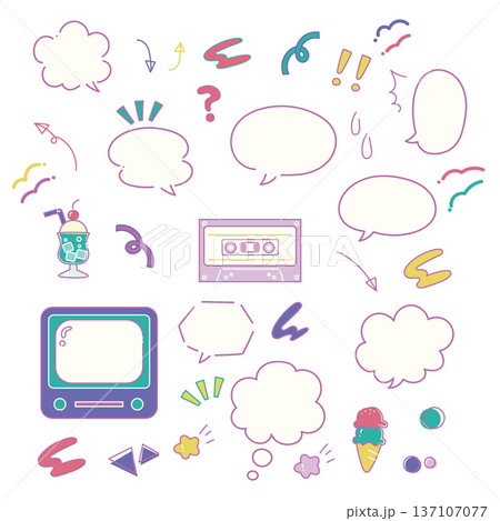 レトロポップな素材イラストセット レトロポップな素材イラストセット 137107077
