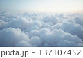 Aerial Wide Shot of Cloud Landscape Under Soft Pastel Blue Sky with Copy Space 137107452