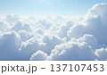 Wide Shot of Expansive Sea of Fluffy White Cloud in Light Blue Sky with Copy Space 137107453