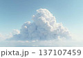 Wide Shot of Large Cumulus Cloud Formation with Soft Light in Blue Sky with Copy Space 137107459