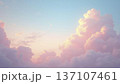 Wide Shot of Cloud Landscape During Sunset with Soft Pastel Gradient with Copy Space 137107461