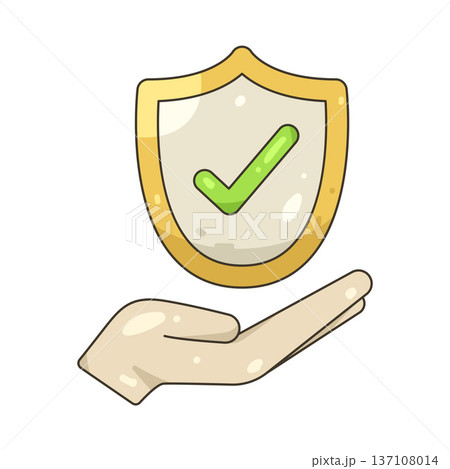 Illustration of shield with a checkmark 137108014