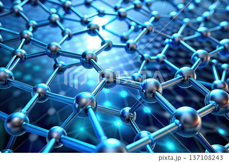 A Detailed Representation Of A Graphene Lattice Structure. Generative AI 137108243