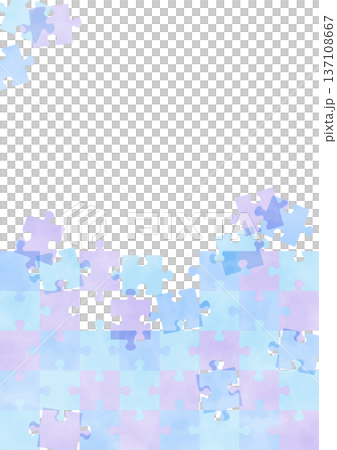 ブルー系の水彩風ジグソーパズル 縦フレーム ブルー系の水彩風ジグソーパズル 縦フレーム 137108667