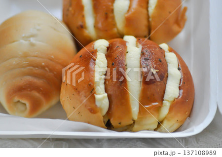 garlic bread or cheese bun, mozzarella cheese bun or bun with cheese and Shio Pan garlic bread or cheese bun, mozzarella cheese bun or bun with cheese and Shio Pan 137108989