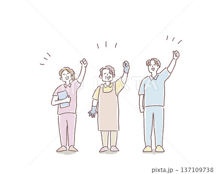 看護、介護、医療のイラスト（介護士、看護師、看護師補助） 137109738
