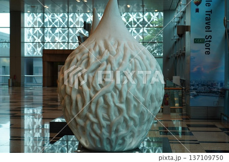 Abstract Organic Sculpture in Modern Architectural Lobby Abstract Organic Sculpture in Modern Architectural Lobby 137109750