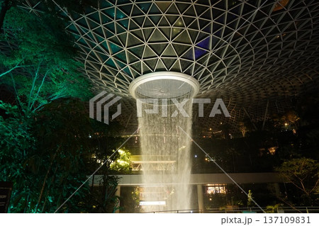 Stunning Jewel Changi Airport Rain Vortex and Lush Gardens Stunning Jewel Changi Airport Rain Vortex and Lush Gardens 137109831