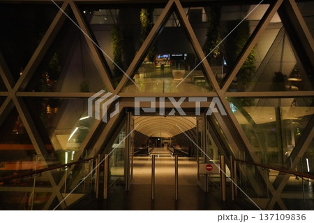 Modern Geometric Architecture Illuminated Glass Walkway 137109836