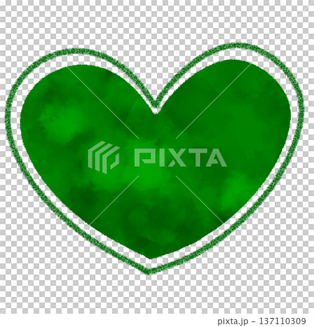 Green watercolor hand-painted heart 137110309