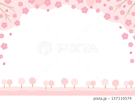 桜の風景、春の背景イラスト 137110574