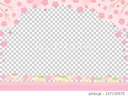 桜のある春の街並み風景の背景イラスト 桜のある春の街並み風景の背景イラスト 137110575
