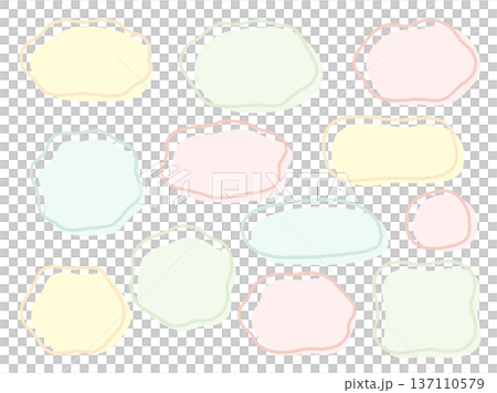 Spring pastel color fluid shape frames, speech bubbles set 02 137110579