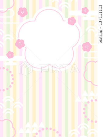 ひな祭りのポップな和柄フレーム、縦長サイズ02 ひな祭りのポップな和柄フレーム、縦長サイズ02 137111113