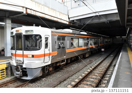 発車を待つ、飯田線の電車(JR東海313系電車 1700番台) 発車を待つ、飯田線の電車(JR東海313系電車 1700番台) 137111151
