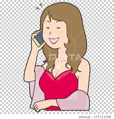 Hostess happy on the phone Hostess happy on the phone 137111296