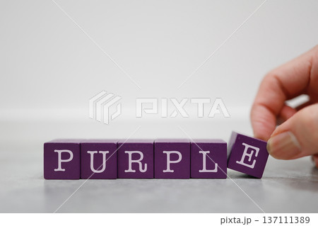 紫色ブロックとPURPLEのカラーイメージ。 紫色ブロックとPURPLEのカラーイメージ。 137111389