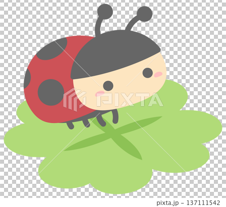 四つ葉のクローバーとかわいいてんとう虫 137111542