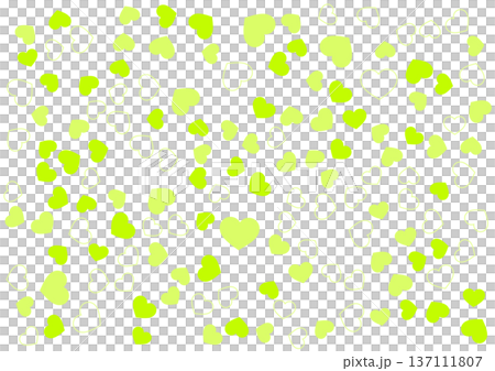 Heart pattern background Yellow-green 3-color border and solid color heart 137111807