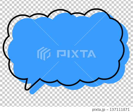 A simple speech bubble with misaligned lines, a long, thin cloud shape A simple speech bubble with misaligned lines, a long, thin cloud shape 137111871