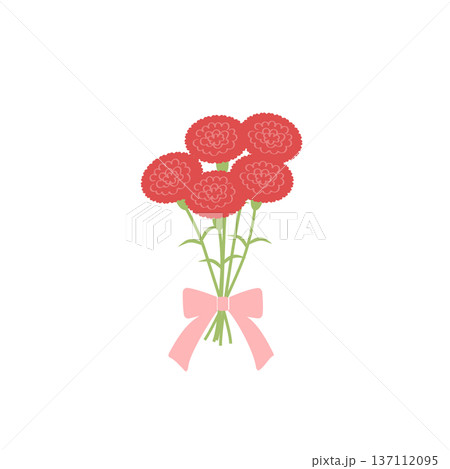 赤いカーネーションの花束のイラスト 母の日 素材 赤いカーネーションの花束のイラスト 母の日 素材 137112095