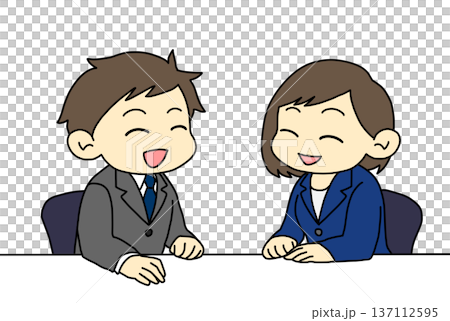 穿著西裝的男男女女在聊天 137112595