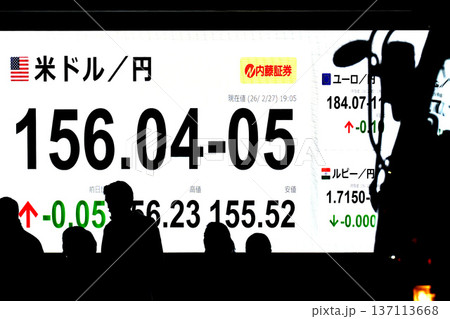 日本の東京都市景観最高値更新5万8850円27銭株価/終値。米ドル/円156.04-05=2月27日 日本の東京都市景観最高値更新5万8850円27銭株価/終値。米ドル/円156.04-05=2月27日 137113668