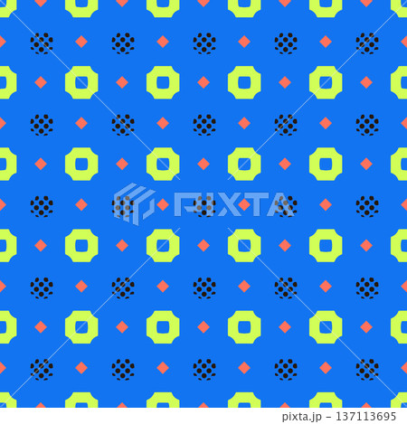 Vibrant, high contrast geometric seamless background. Ideal for modern branding, digital wallpaper, textile printing, and commercial packaging. 137113695