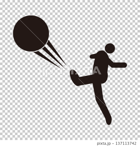 サッカーでシュートを決める人のシルエットアイコン 137113742