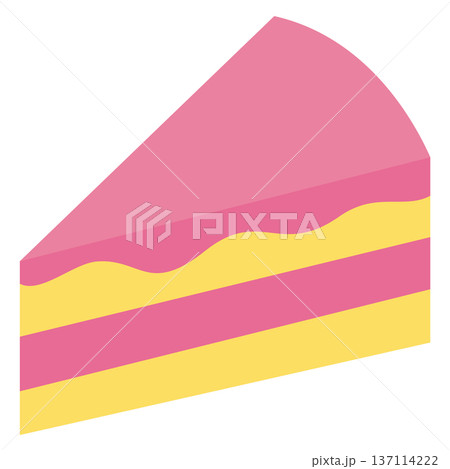 Pink Strawberry Cake Slice Vector Illustration, Flat Style Sweet Dessert Pink Strawberry Cake Slice Vector Illustration, Flat Style Sweet Dessert 137114222